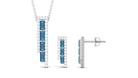 London Blue Topaz Bar Jewelry Set with Diamond London Blue Topaz - ( AAA ) - Quality - Rosec Jewels