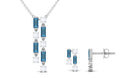 London Blue Topaz Dangle Jewelry Set with Diamond London Blue Topaz - ( AAA ) - Quality - Rosec Jewels