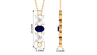 Oval Blue Sapphire and Diamond Flower Dangle Necklace Blue Sapphire - ( AAA ) - Quality - Rosec Jewels