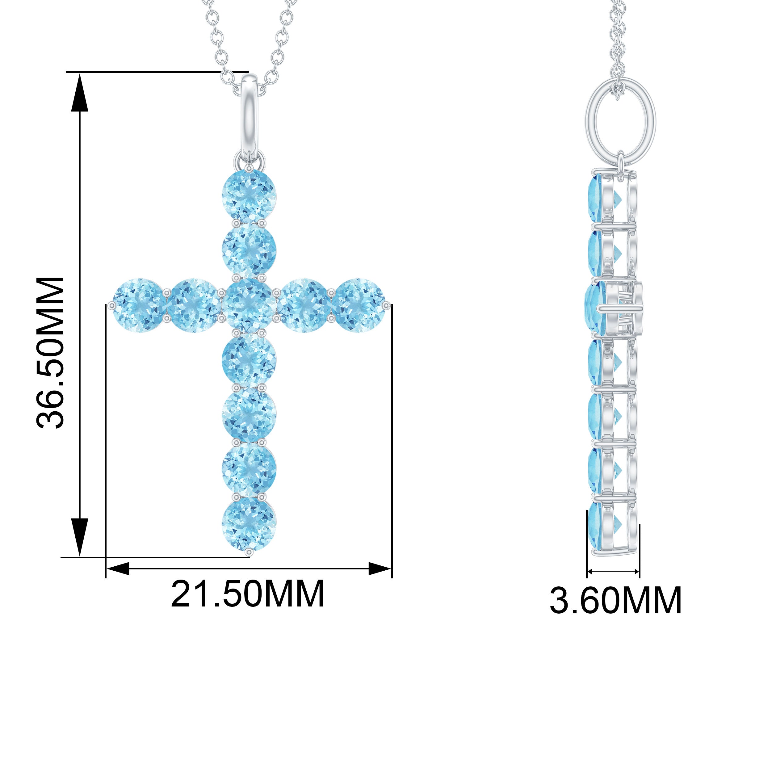 2.75 CT Simple Aquamarine Holy Cross Pendant Aquamarine - ( AAA ) - Quality - Rosec Jewels