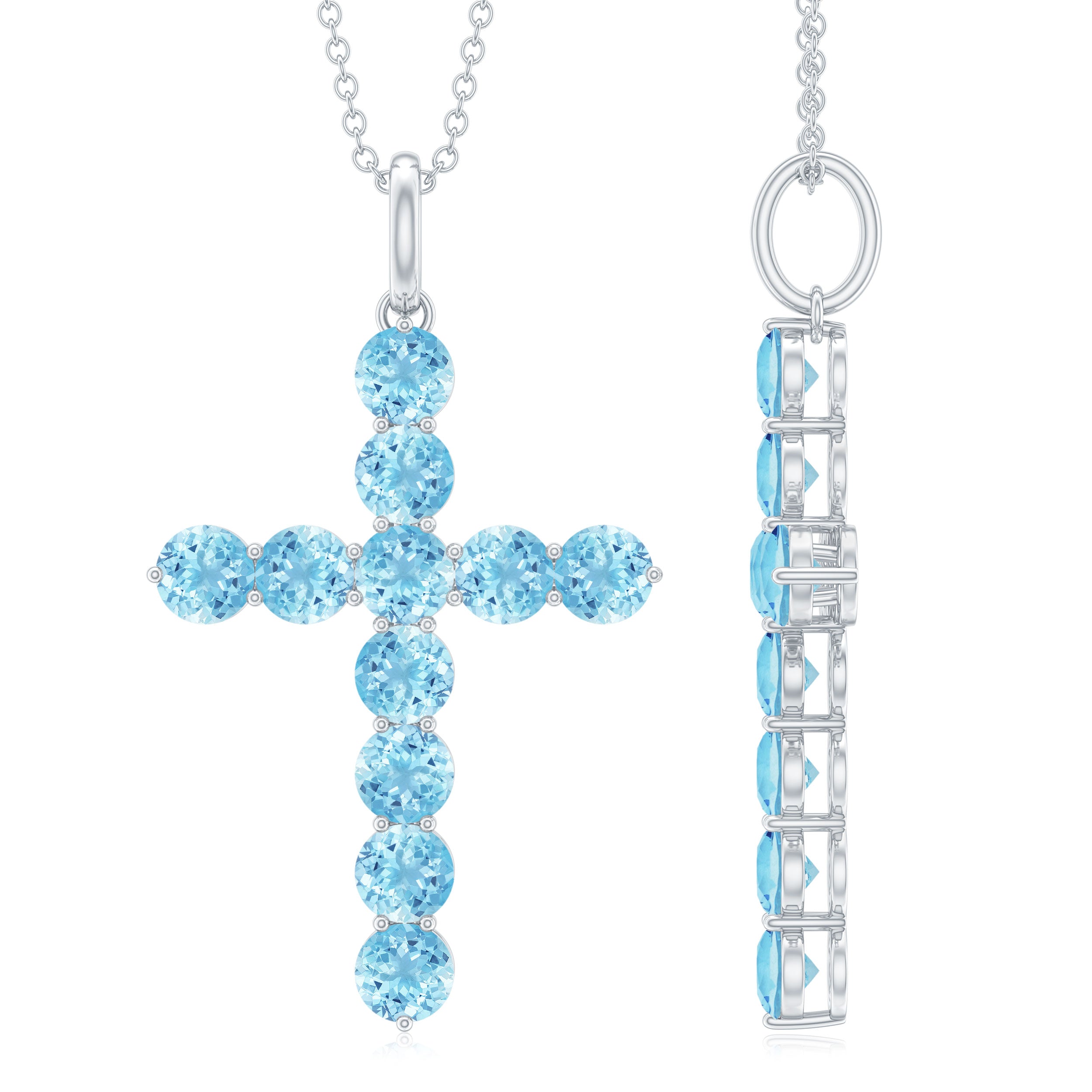 2.75 CT Simple Aquamarine Holy Cross Pendant Aquamarine - ( AAA ) - Quality - Rosec Jewels