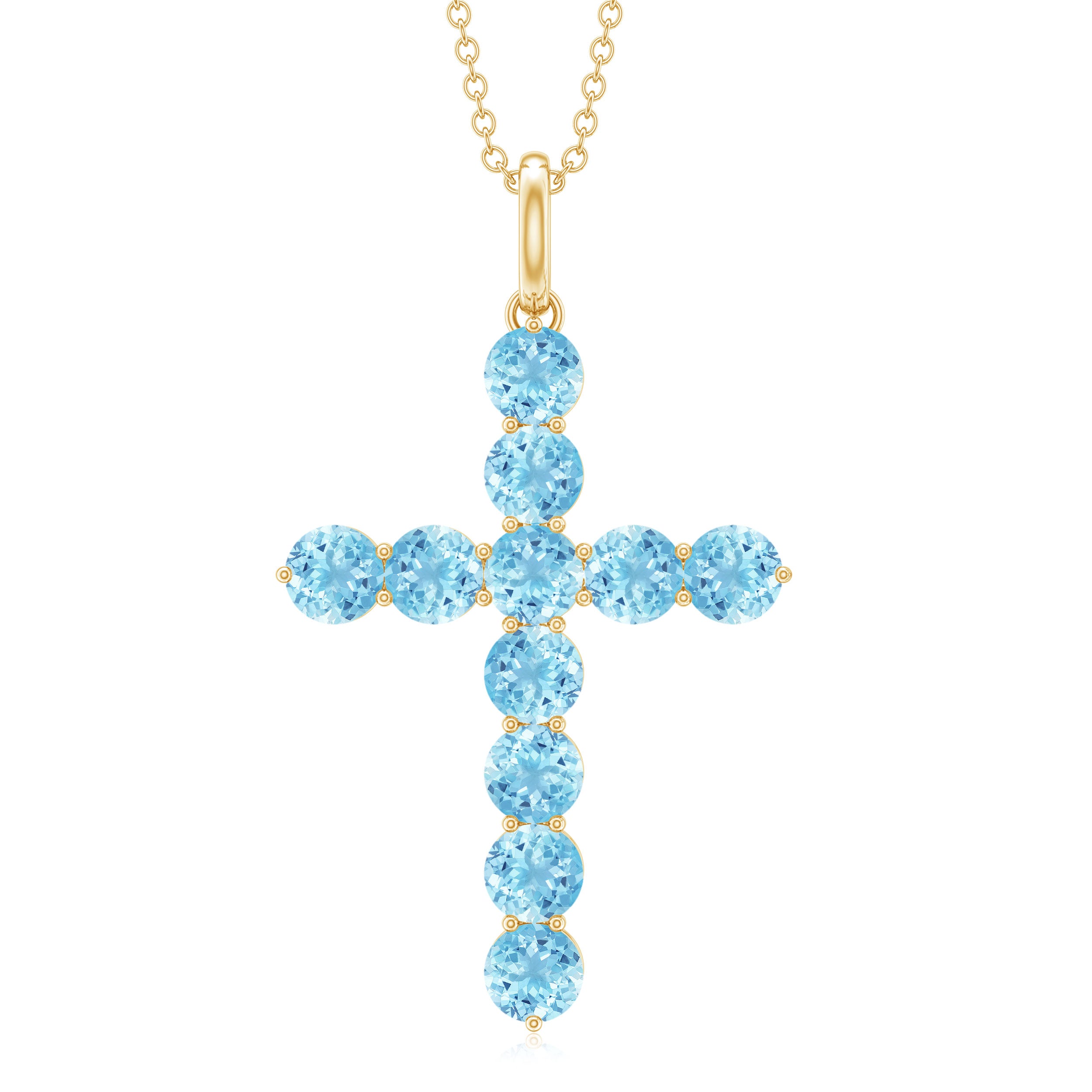 2.75 CT Simple Aquamarine Holy Cross Pendant Aquamarine - ( AAA ) - Quality - Rosec Jewels