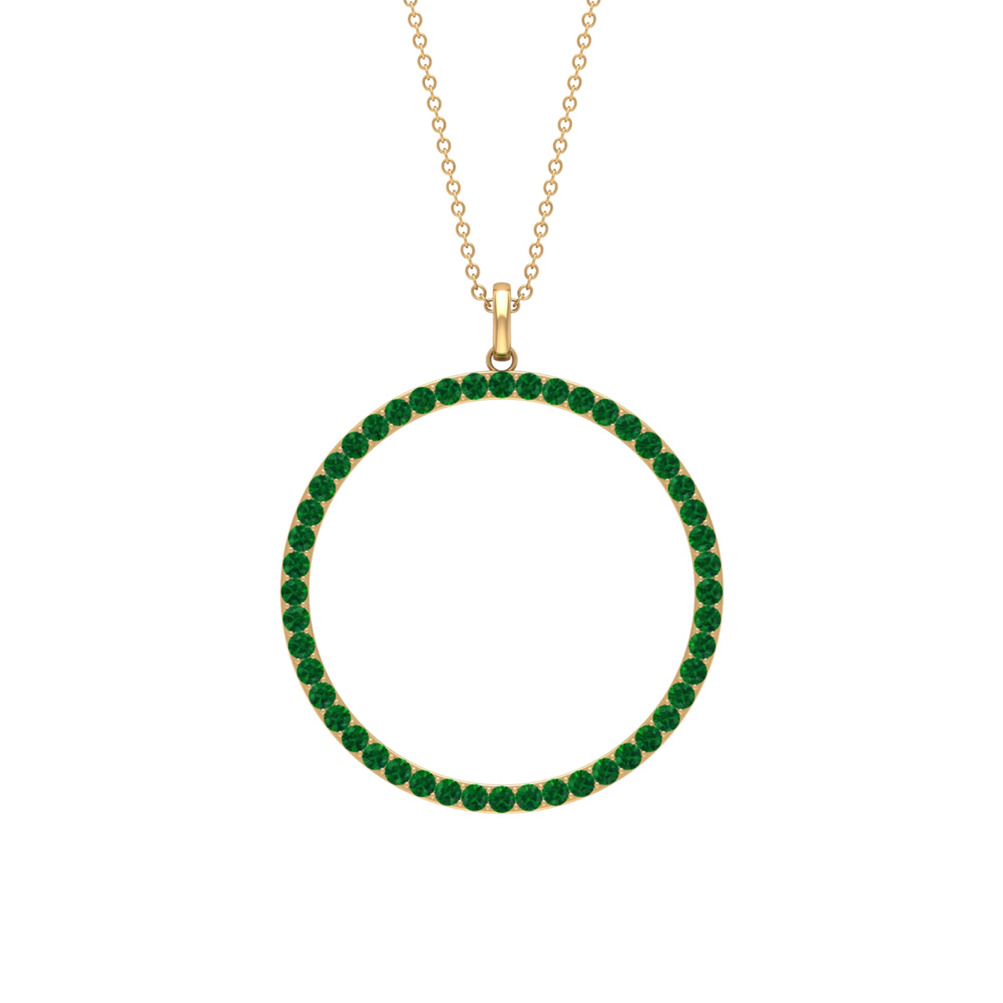 Emerald Eternity Pendant in Pave Setting Emerald - ( AAA ) - Quality - Rosec Jewels