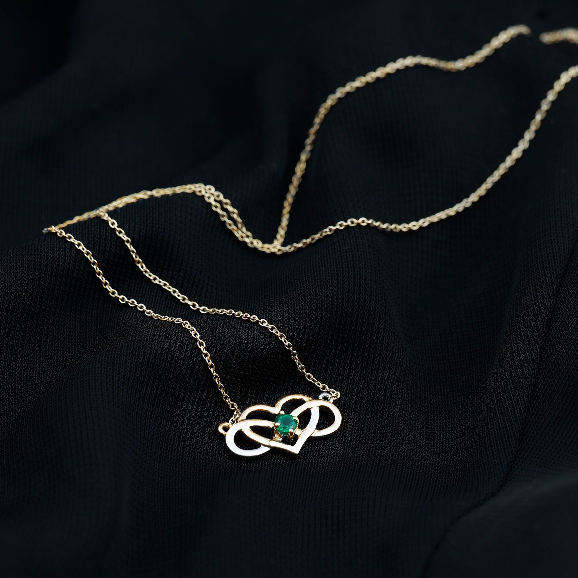 Emerald Heart and Infinity Pendant for Women Emerald - ( AAA ) - Quality - Rosec Jewels