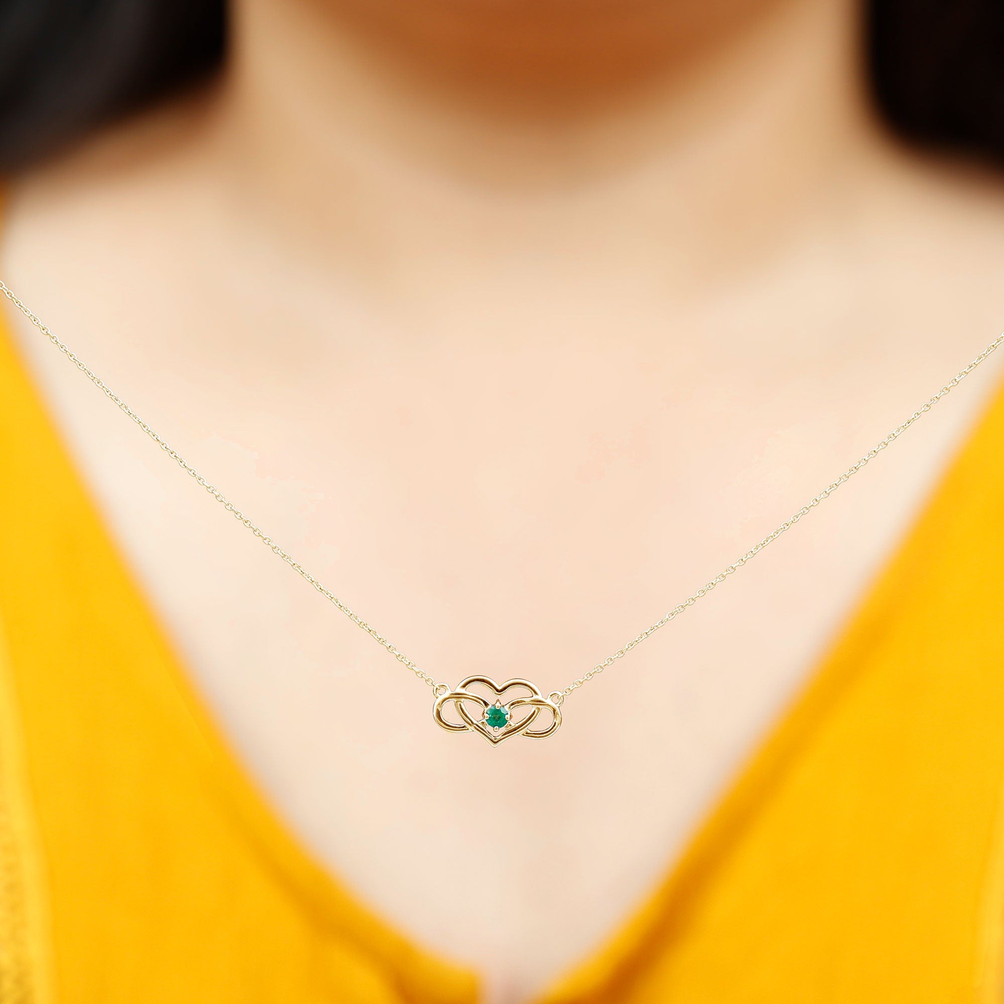 Emerald Heart and Infinity Pendant for Women Emerald - ( AAA ) - Quality - Rosec Jewels