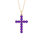 Simple Amethyst Holy Cross Pendant Necklace Amethyst - ( AAA ) - Quality - Rosec Jewels