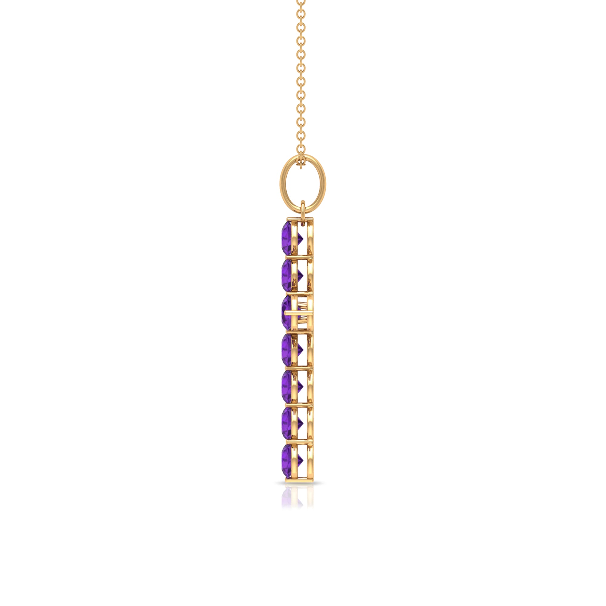 Simple Amethyst Holy Cross Pendant Necklace Amethyst - ( AAA ) - Quality - Rosec Jewels