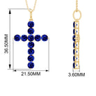 Simple Created Blue Sapphire Cross Pendant Necklace Lab Created Blue Sapphire - ( AAAA ) - Quality - Rosec Jewels