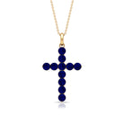 Simple Created Blue Sapphire Cross Pendant Necklace Lab Created Blue Sapphire - ( AAAA ) - Quality - Rosec Jewels