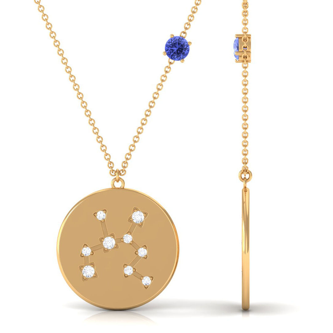 Tanzanite and Diamond Sagittarius Constellation Disc Pendant Tanzanite - ( AAA ) - Quality - Rosec Jewels