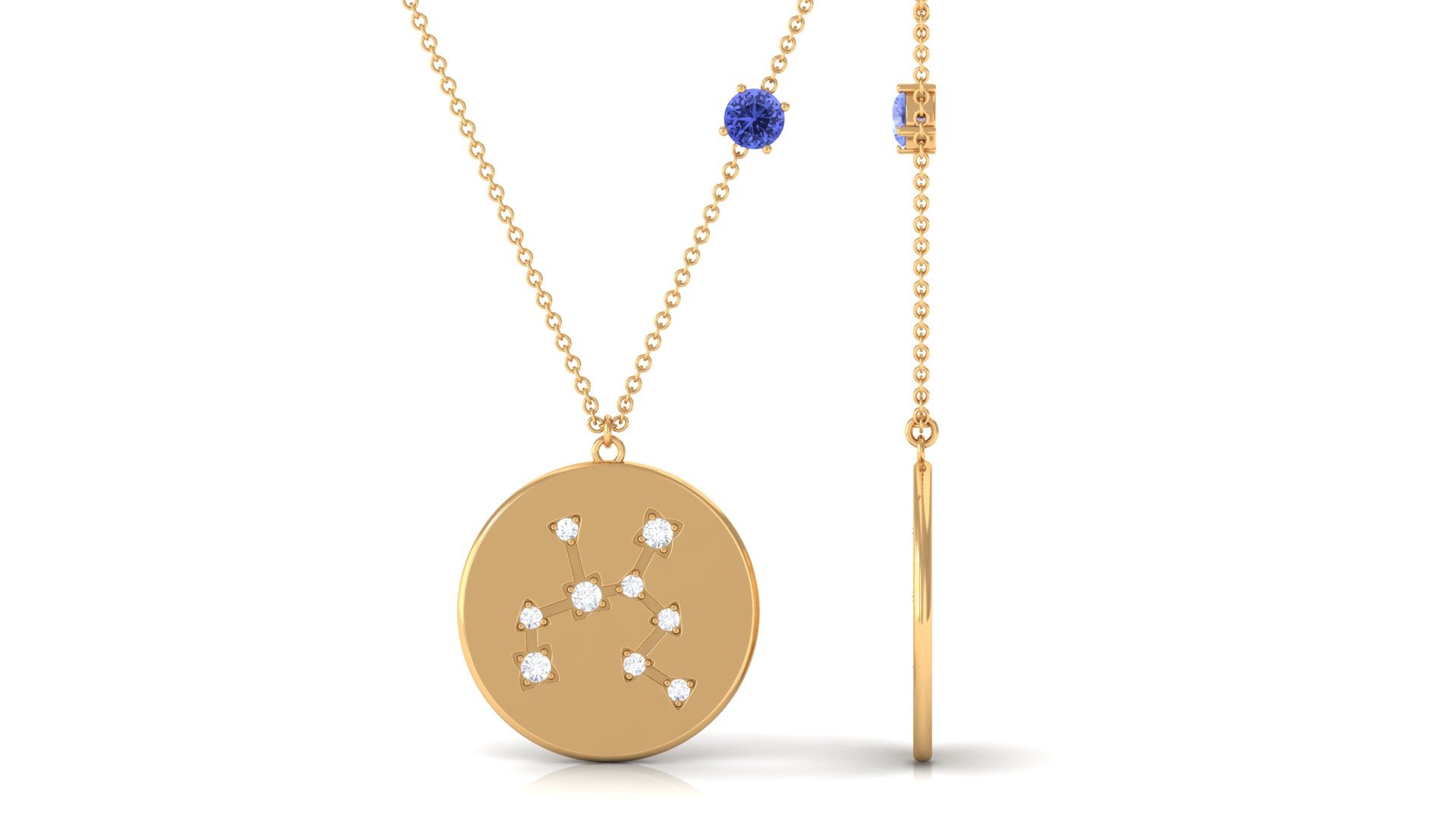 Tanzanite and Diamond Sagittarius Constellation Disc Pendant Tanzanite - ( AAA ) - Quality - Rosec Jewels