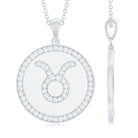 Moissanite Taurus Constellation Disc Pendant Moissanite - ( D-VS1 ) - Color and Clarity - Rosec Jewels