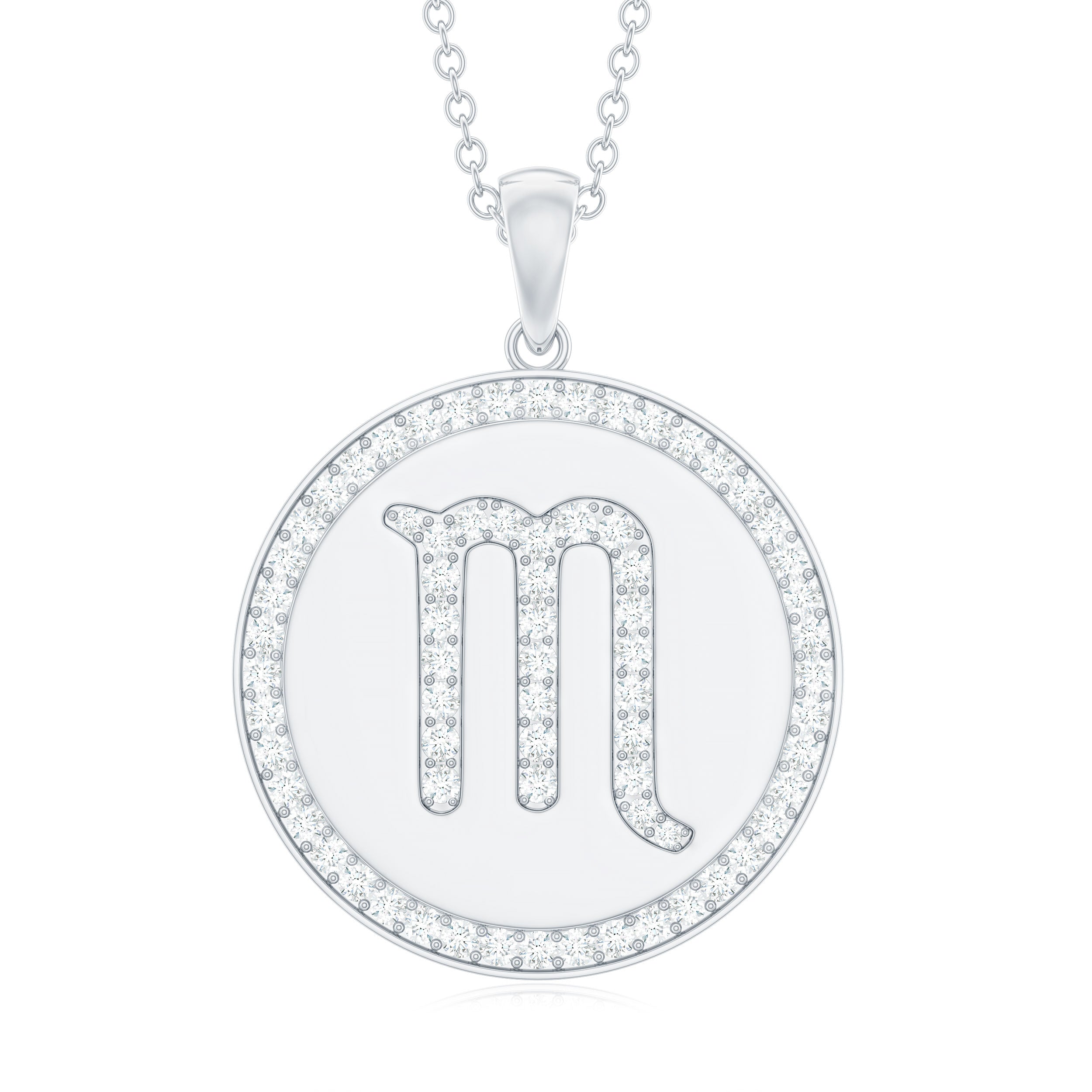 Moissanite Scorpio Constellation Disc Pendant Moissanite - ( D-VS1 ) - Color and Clarity - Rosec Jewels