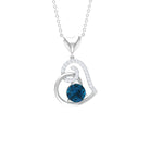 1 CT London Blue Topaz and Diamond Heart Drop Pendant London Blue Topaz - ( AAA ) - Quality - Rosec Jewels