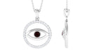 Diamond Eternity and Garnet Evil Eye Pendant Garnet - ( AAA ) - Quality - Rosec Jewels