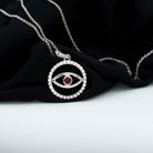 Diamond Eternity and Garnet Evil Eye Pendant Garnet - ( AAA ) - Quality - Rosec Jewels