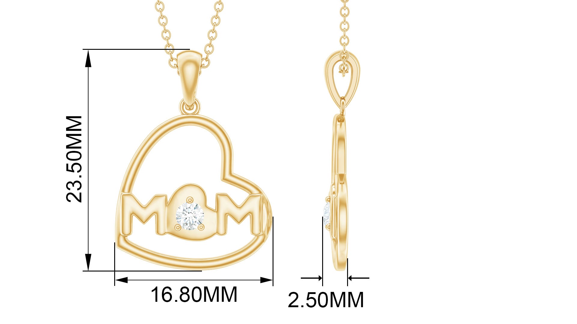 Diamond Heart Pendant for Mom in Gold Diamond - ( HI-SI ) - Color and Clarity - Rosec Jewels