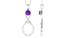 Real Amethyst Infinity Drop Pendant Necklace with Diamond Amethyst - ( AAA ) - Quality - Rosec Jewels