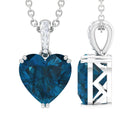 8 MM Heart Shape London Blue Topaz Pendant with Diamond London Blue Topaz - ( AAA ) - Quality - Rosec Jewels