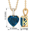 8 MM Heart Shape London Blue Topaz Pendant with Diamond London Blue Topaz - ( AAA ) - Quality - Rosec Jewels