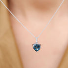 8 MM Heart Shape London Blue Topaz Pendant with Diamond London Blue Topaz - ( AAA ) - Quality - Rosec Jewels