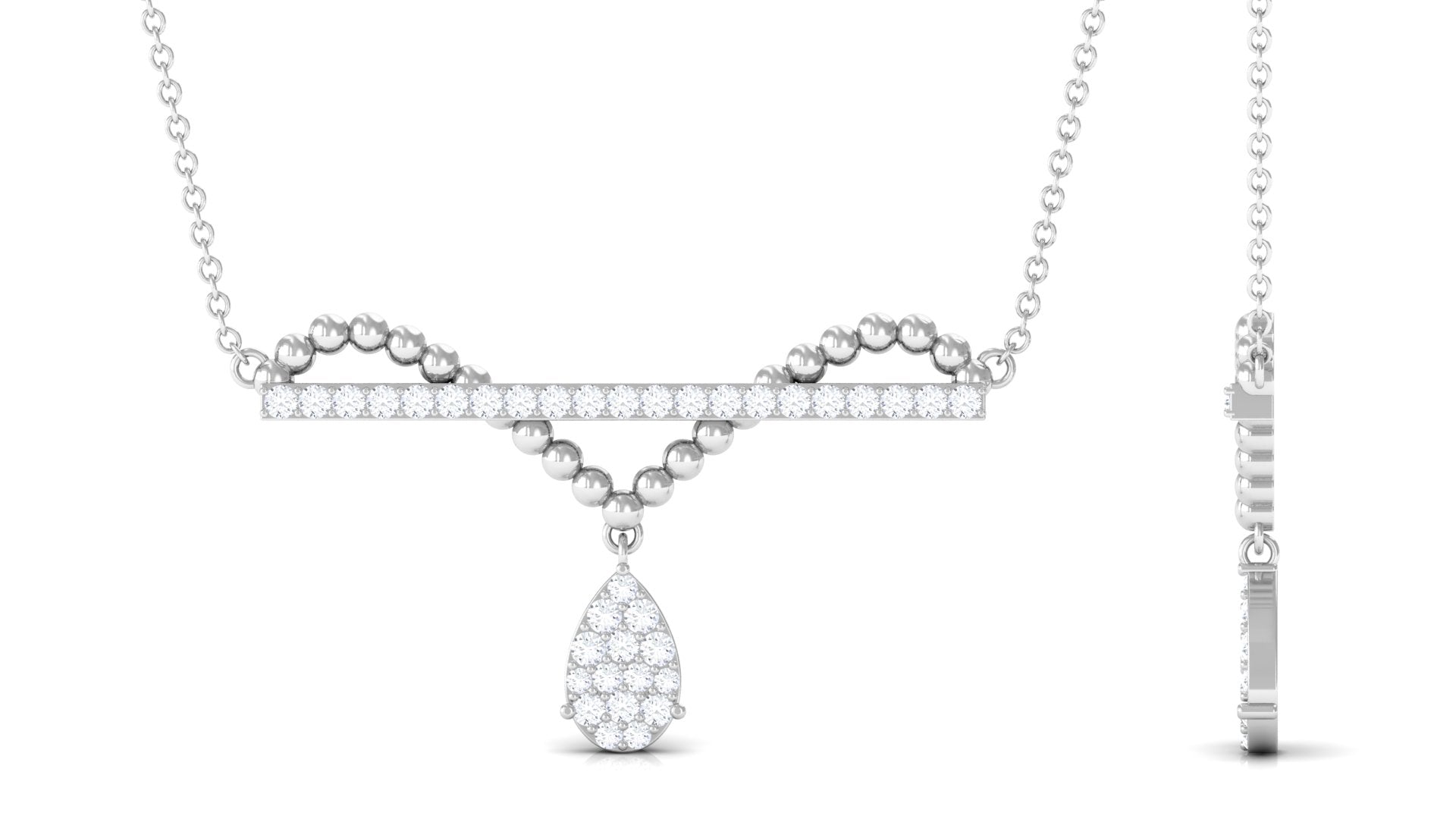 Real Diamond Bar Drop Designer Necklace Diamond - ( HI-SI ) - Color and Clarity - Rosec Jewels