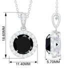 Created Black Diamond and Diamond Halo Pendant Necklace Lab Created Black Diamond - ( AAAA ) - Quality - Rosec Jewels