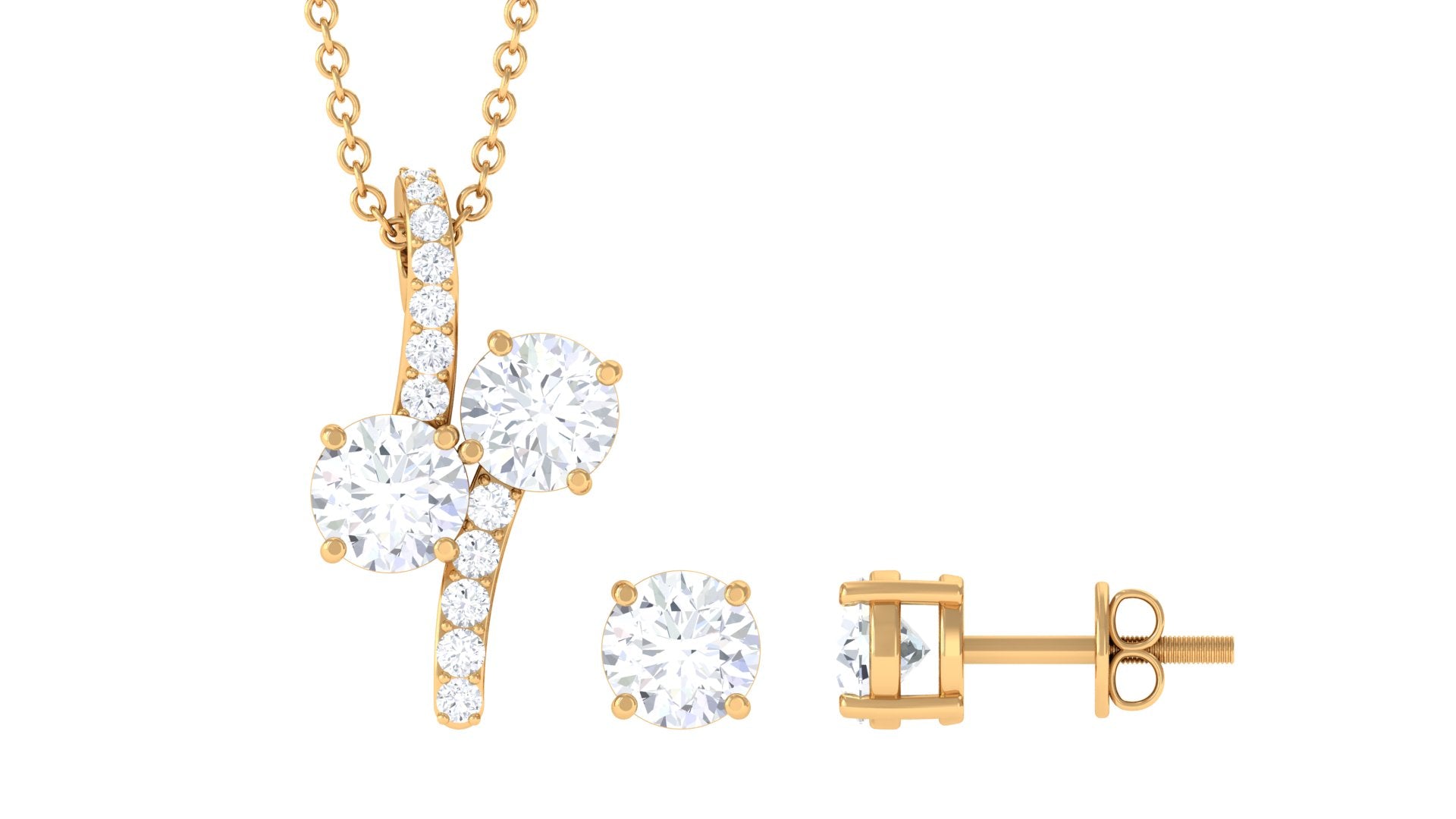 Certified Moissanite Minimal Jewelry Set Moissanite - ( D-VS1 ) - Color and Clarity - Rosec Jewels