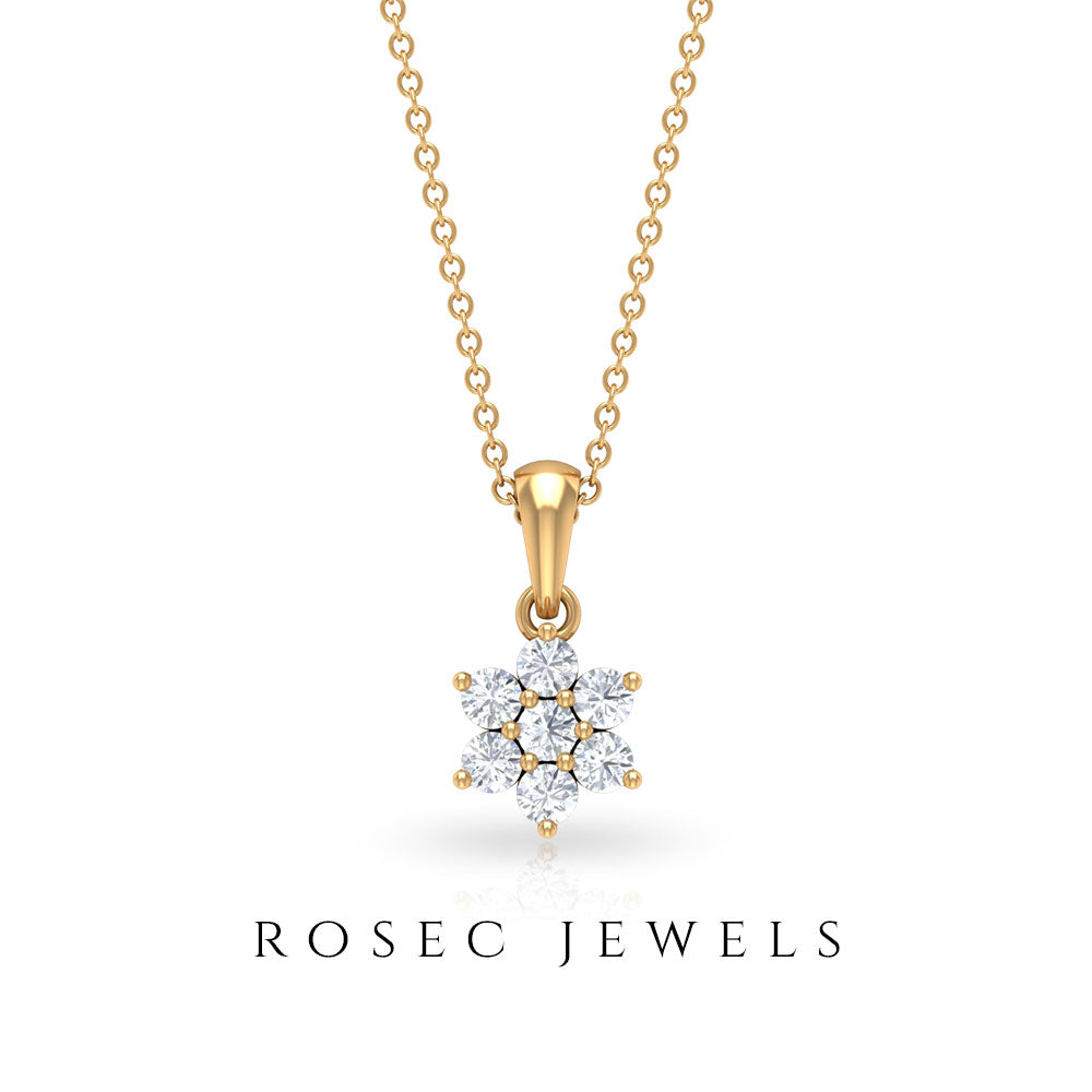 Beautiful Diamond Floral Pendant Necklace for women Diamond - ( HI-SI ) - Color and Clarity - Rosec Jewels