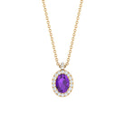 Oval Cut Amethyst and Diamond Halo Pendant Amethyst - ( AAA ) - Quality - Rosec Jewels