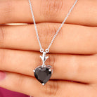 Heart Shape Black Spinel Solitaire Necklace Black Spinel - ( AAA ) - Quality - Rosec Jewels