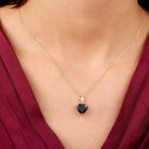 Heart Shape Black Spinel Solitaire Necklace Black Spinel - ( AAA ) - Quality - Rosec Jewels