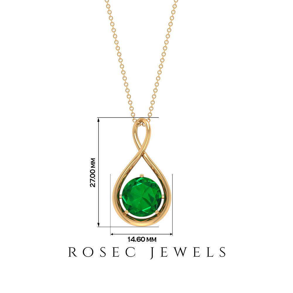 3.5 CT Solitaire Infinity Necklace with Created Emerald Lab Created Emerald - ( AAAA ) - Quality - Rosec Jewels