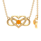 Round Shape Orange Sapphire and Gold Infinity Heart Necklace in Prong Setting Orange Sapphire - ( AAA ) - Quality - Rosec Jewels