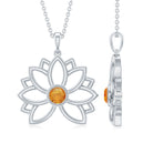 Nature Inspired Orange Sapphire Flower Pendant Orange Sapphire - ( AAA ) - Quality - Rosec Jewels