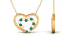 Emerald and Moissanite Twin Open Heart Necklace in Gold Emerald - ( AAA ) - Quality - Rosec Jewels