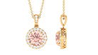 Real Morganite Pendant Necklace With Diamond Halo Morganite - ( AAA ) - Quality - Rosec Jewels