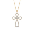 Open Cross Heart Pendant Necklace with Moissanite Moissanite - ( D-VS1 ) - Color and Clarity - Rosec Jewels