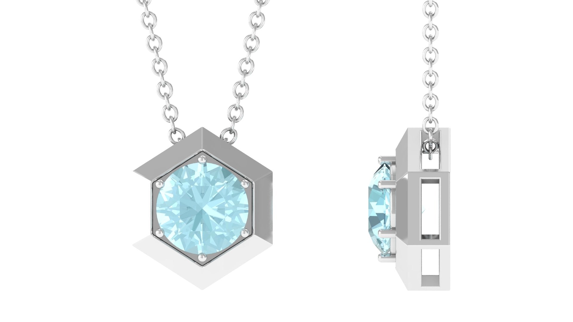 1 CT Hexagon Pendant for Women with Solitaire Sky Blue Topaz Sky Blue Topaz - ( AAA ) - Quality - Rosec Jewels