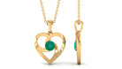 Open Heart Solitaire Emerald Pendant Necklace Emerald - ( AAA ) - Quality - Rosec Jewels