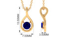 4 MM Round Cut Blue Sapphire Solitaire Gold Teardrop Pendant Blue Sapphire - ( AAA ) - Quality - Rosec Jewels