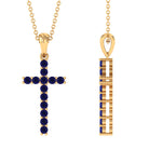 3/4 CT Blue Sapphire Cross Pendant with Standard Bail Blue Sapphire - ( AAA ) - Quality - Rosec Jewels