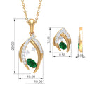 1.50 CT Emerald and Diamond Simple Jewelry Set Emerald - ( AAA ) - Quality - Rosec Jewels