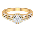 Classic Diamond Split Shank Engagement Ring Diamond - ( HI-SI ) - Color and Clarity - Rosec Jewels