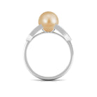 Split Shank South Sea Pearl Solitaire Engagement Ring with Diamond South Sea Pearl - ( AAA ) - Quality - Rosec Jewels