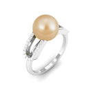 Split Shank South Sea Pearl Solitaire Engagement Ring with Diamond South Sea Pearl - ( AAA ) - Quality - Rosec Jewels