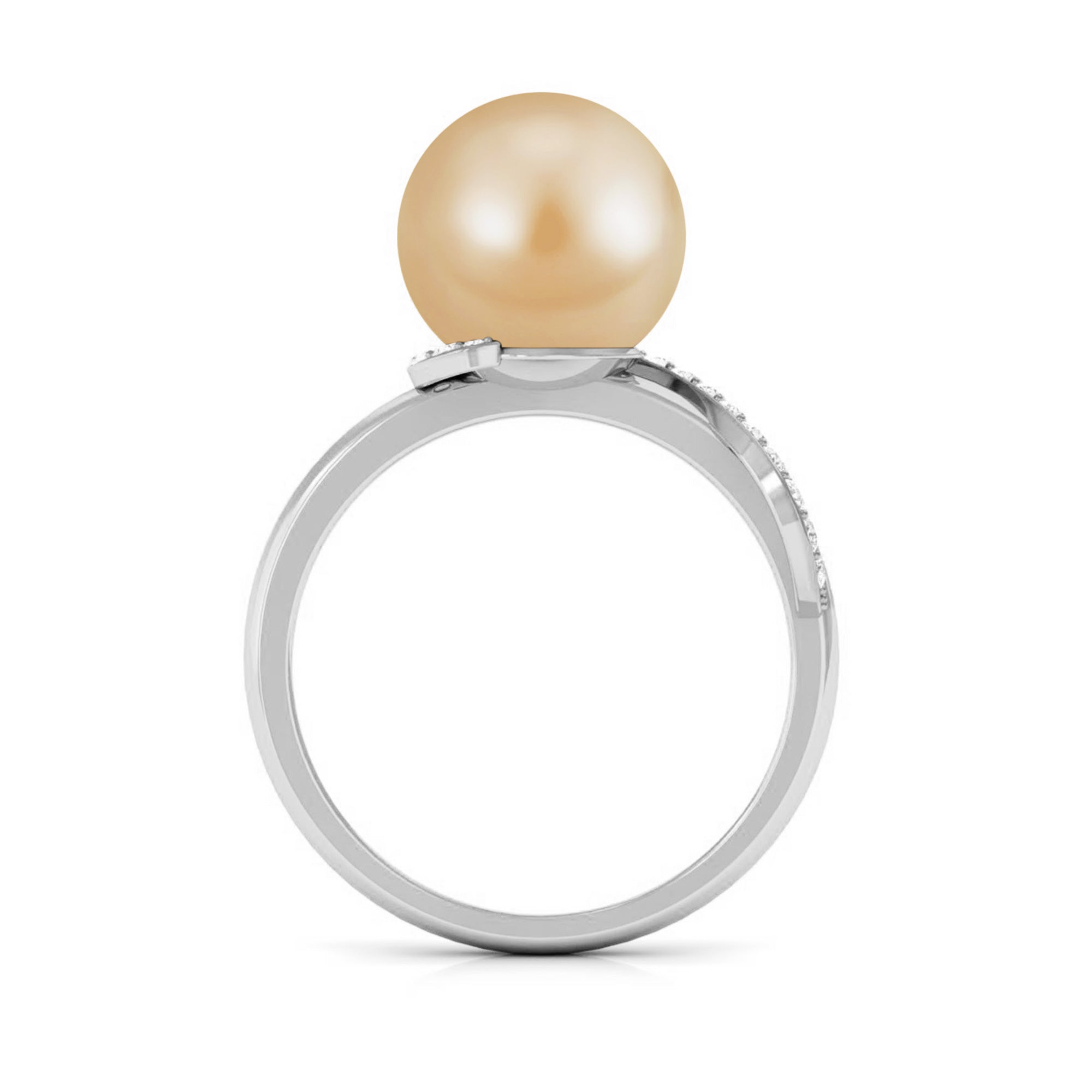 Solitaire South Sea Pearl Designer Engagement Ring with Diamond South Sea Pearl - ( AAA ) - Quality - Rosec Jewels