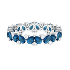 Designer Pear Cut London Blue Topaz and Moissanite Eternity Ring London Blue Topaz - ( AAA ) - Quality - Rosec Jewels