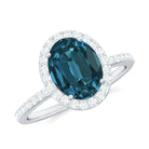 3 CT Classic Oval Cut London Blue Topaz and Diamond Halo Ring London Blue Topaz - ( AAA ) - Quality - Rosec Jewels