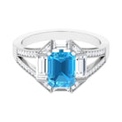 2.5 CT Octagon Swiss Blue Topaz Art Deco Engagement Ring with Moissanite Swiss Blue Topaz - ( AAA ) - Quality - Rosec Jewels